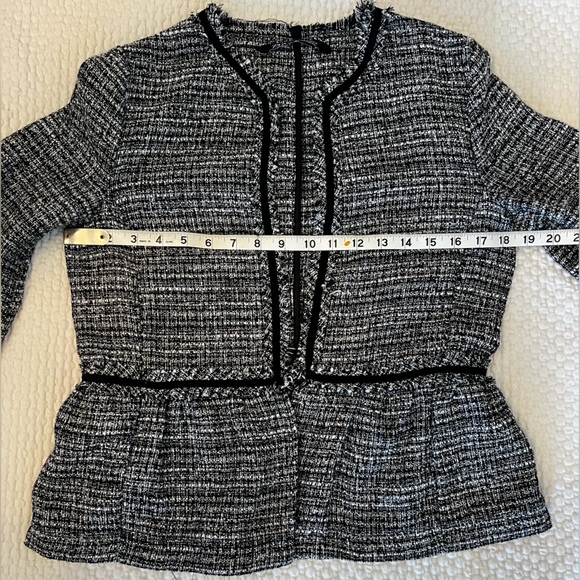 Zara Tweed Blazer, Buttonless, Black Piping, Small - Picture 12 of 12